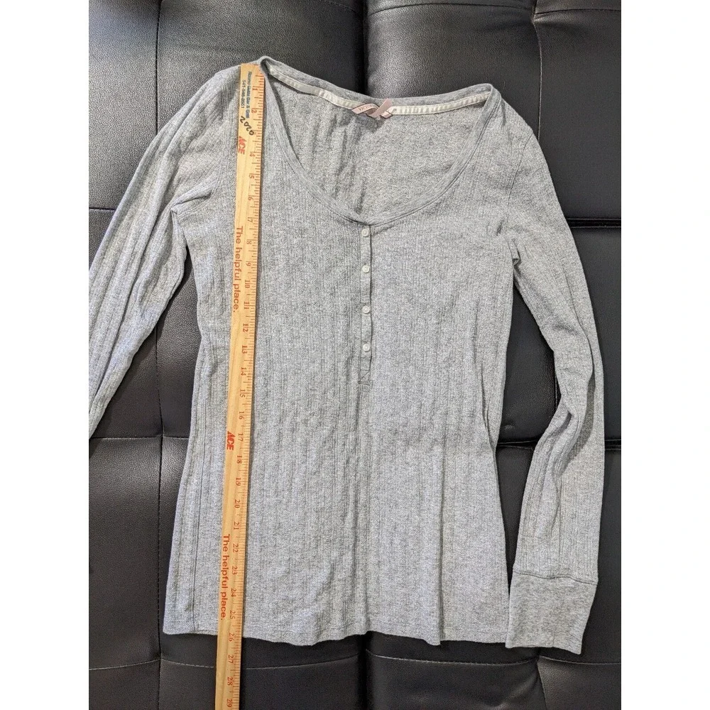 Victorias‎ Secret Womens Pajama Lounge Top Gray Half Button L